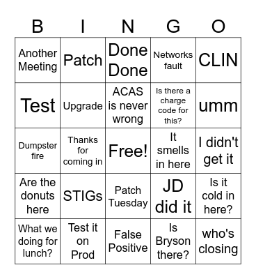 End of Summer Bingo Card