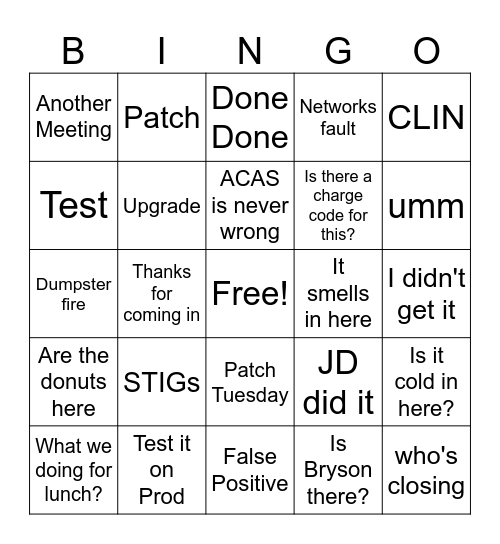 End of Summer Bingo Card
