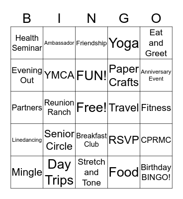 Senior Circle Bingo Card