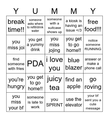 i love my girlfriend Bingo Card