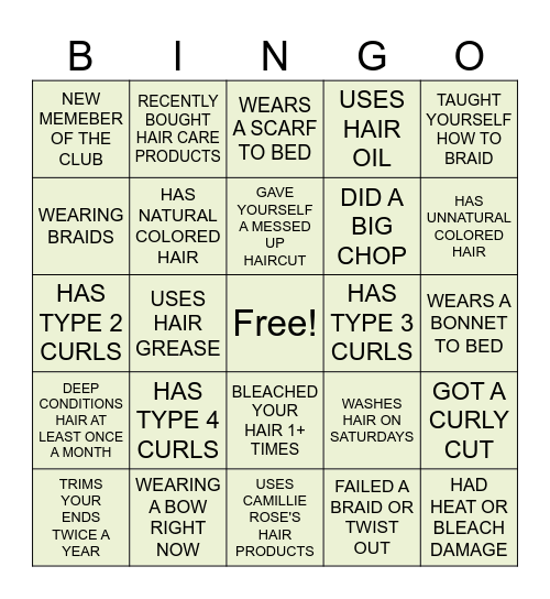 CURLY BINGO Card