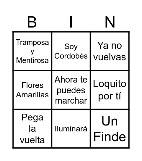 MATE BINGO MUSICAL Bingo Card