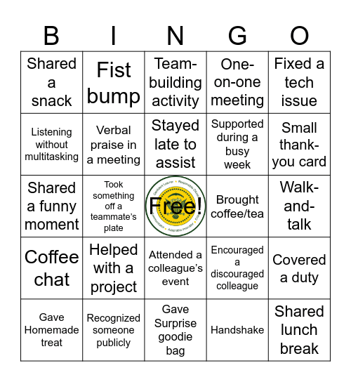 Appreciation In The Workplace Bingo Card
