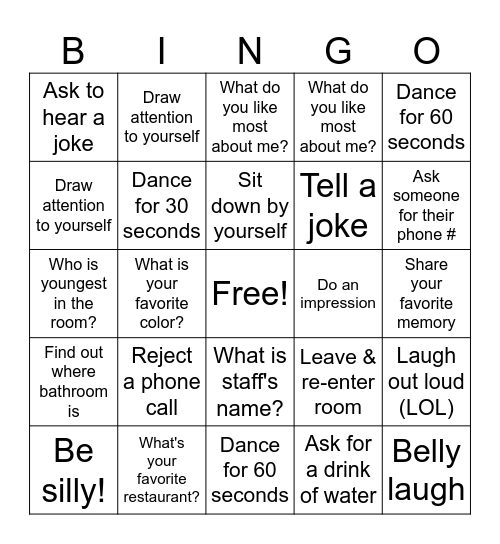 Party BINGO Card