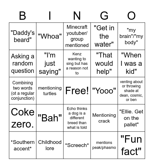 CoKe EcCe 1 Bingo Card