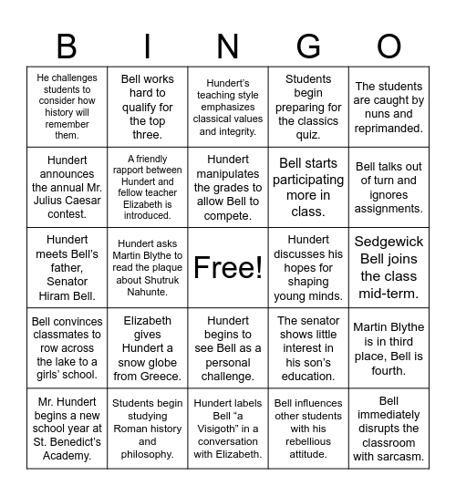 The Palace Thief Part 1.1 Bingo Card