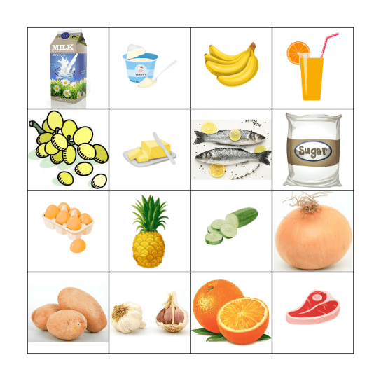 FOOD Bingo Card
