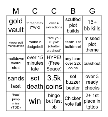 MCC BG BINGO Card