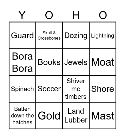 Pirate Bingo Card
