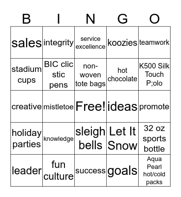 Artina Holiday BINGO Card