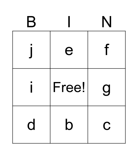 French and Indian War Bingo Card