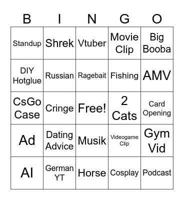 YT Short Bingo Card