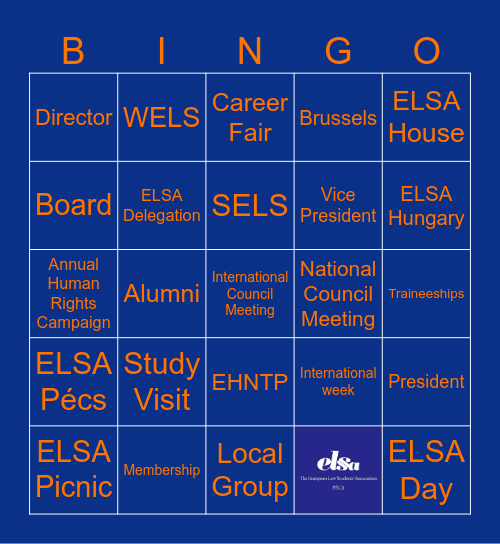 ELSA  Bingo Card