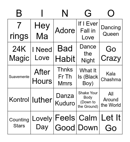 EAW Music Bingo - MD Bingo Card