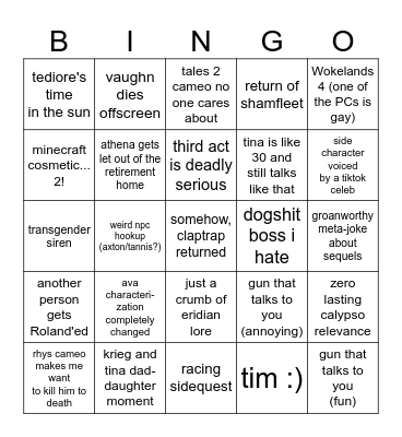 Borderlands 4 BIGNO Bingo Card