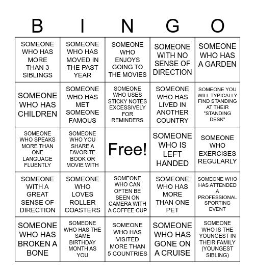 CO-WORKER BINGO Card