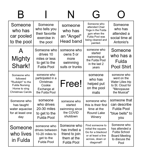 Water Lilies/Mighty Sharks Bingo Card