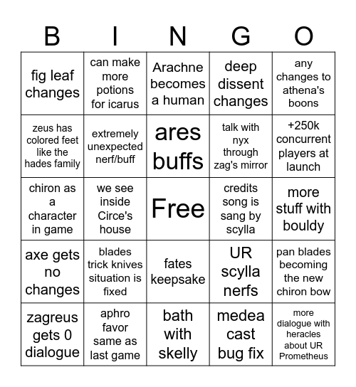 1.0 bingo Card