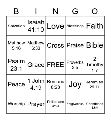 Bible Bingo! Bingo Card