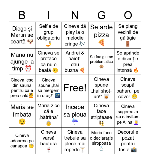 Maria si burlacitele Bingo Card