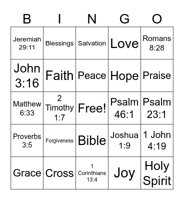 Bible Bingo Card