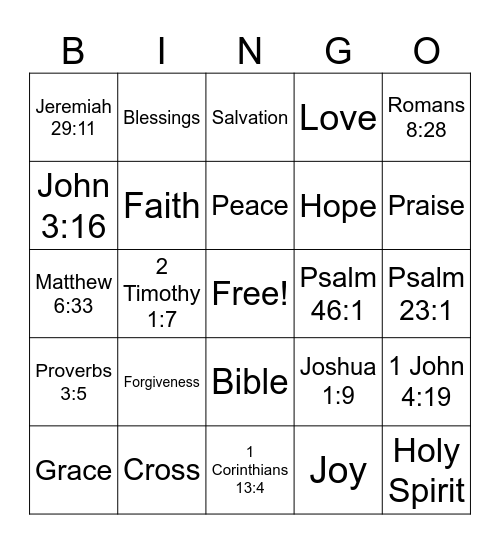 Bible Bingo Card