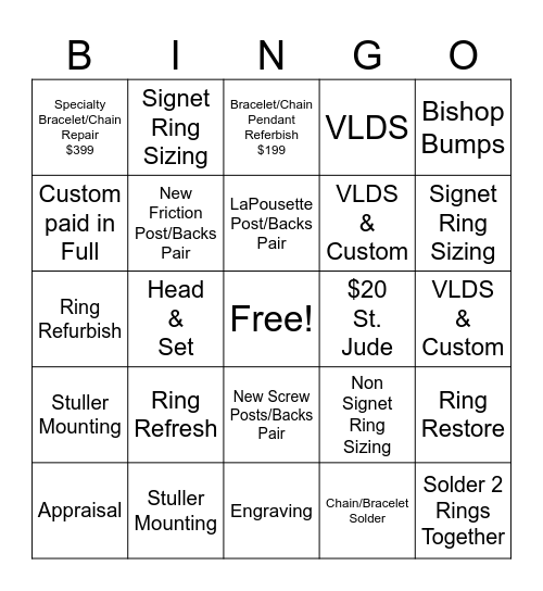 REPAIRS Bingo Card