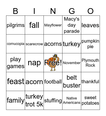 Thanksgiving Bingo Card