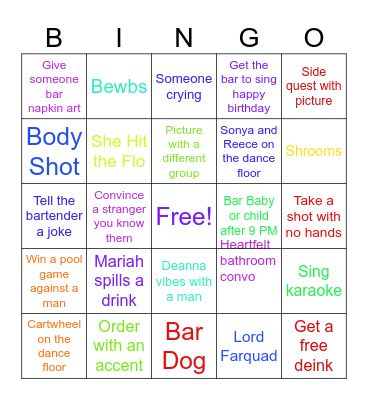 Boardwalk Bingo Card
