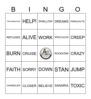 BOOM BOX BING : ONE WORD WONDERS Bingo Card