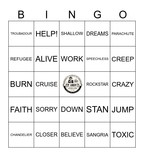 BOOM BOX BING : ONE WORD WONDERS Bingo Card