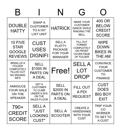 SALES Bingo Card