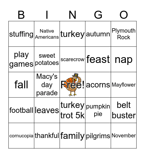 Thanksgiving Bingo Card