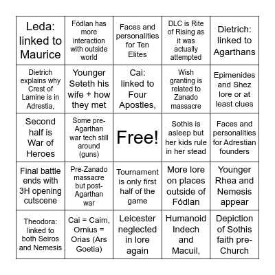 slotumn's fortune's weave predictions Bingo Card