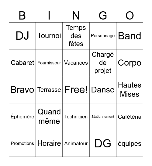 Bing des fantastiques Bingo Card