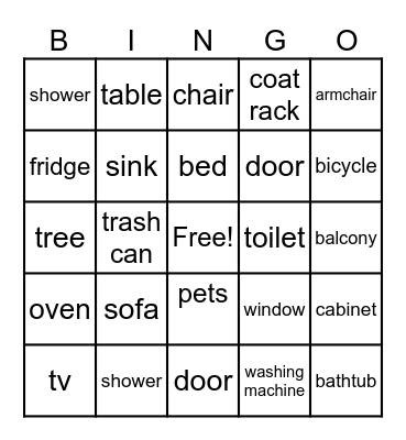 what have you got in your house? Bingo Card