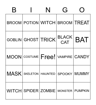 Halloween Bingo Card