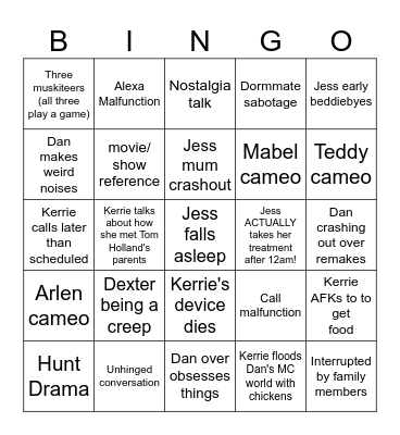Discord call Bingo Card