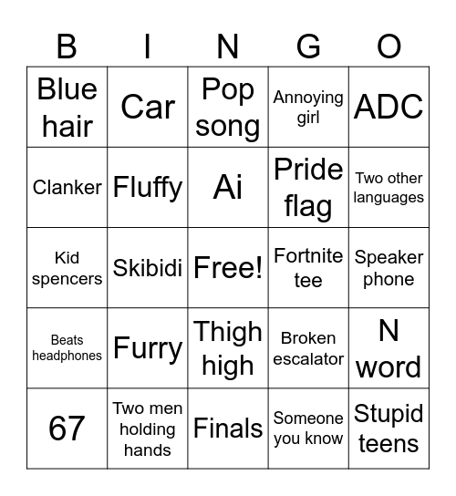 Mall bingo Card