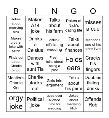 Charlie Bingo Card