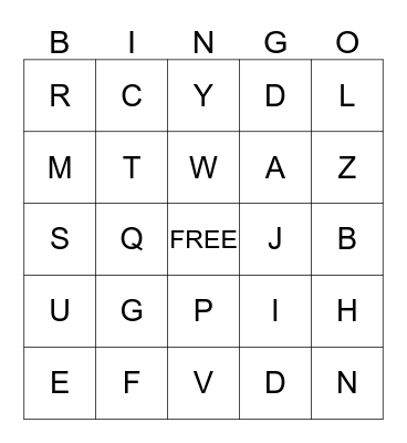 Alphabet Bingo Card