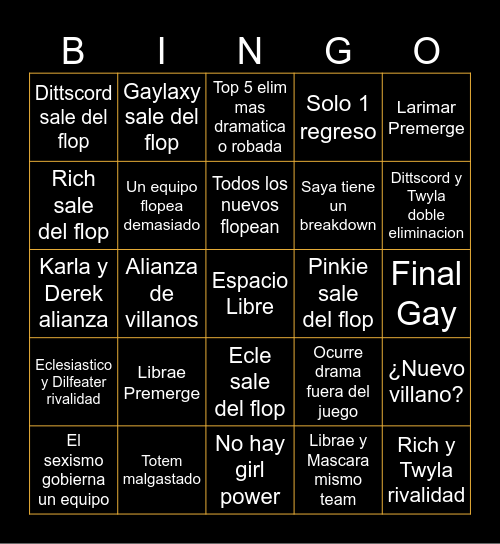 LPLVD (S6) PREDICTS Bingo Card