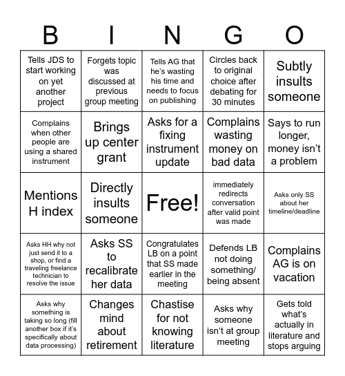PatHat Bingo Card