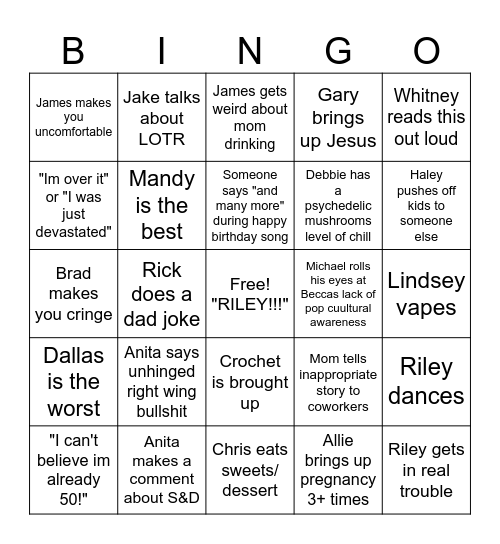 50th Birthday Bingo Card