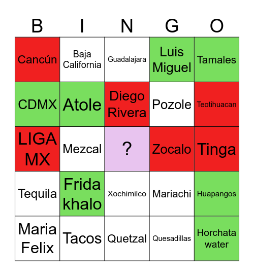 MEXICO Bingo Card