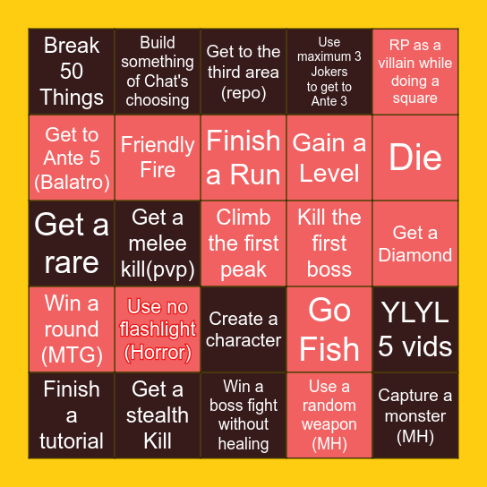 A Bard’s Quest: Bingo Bongo Bingo Card