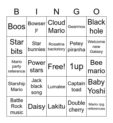 Mario Galaxy Movie Bingo Card