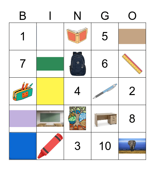 Things for School Bingo Card