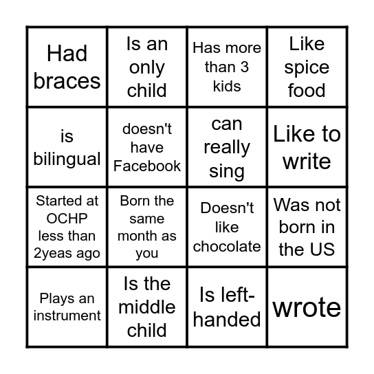 Find someone who... Bingo Card