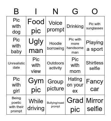 Swiping dating apps Bingo Card